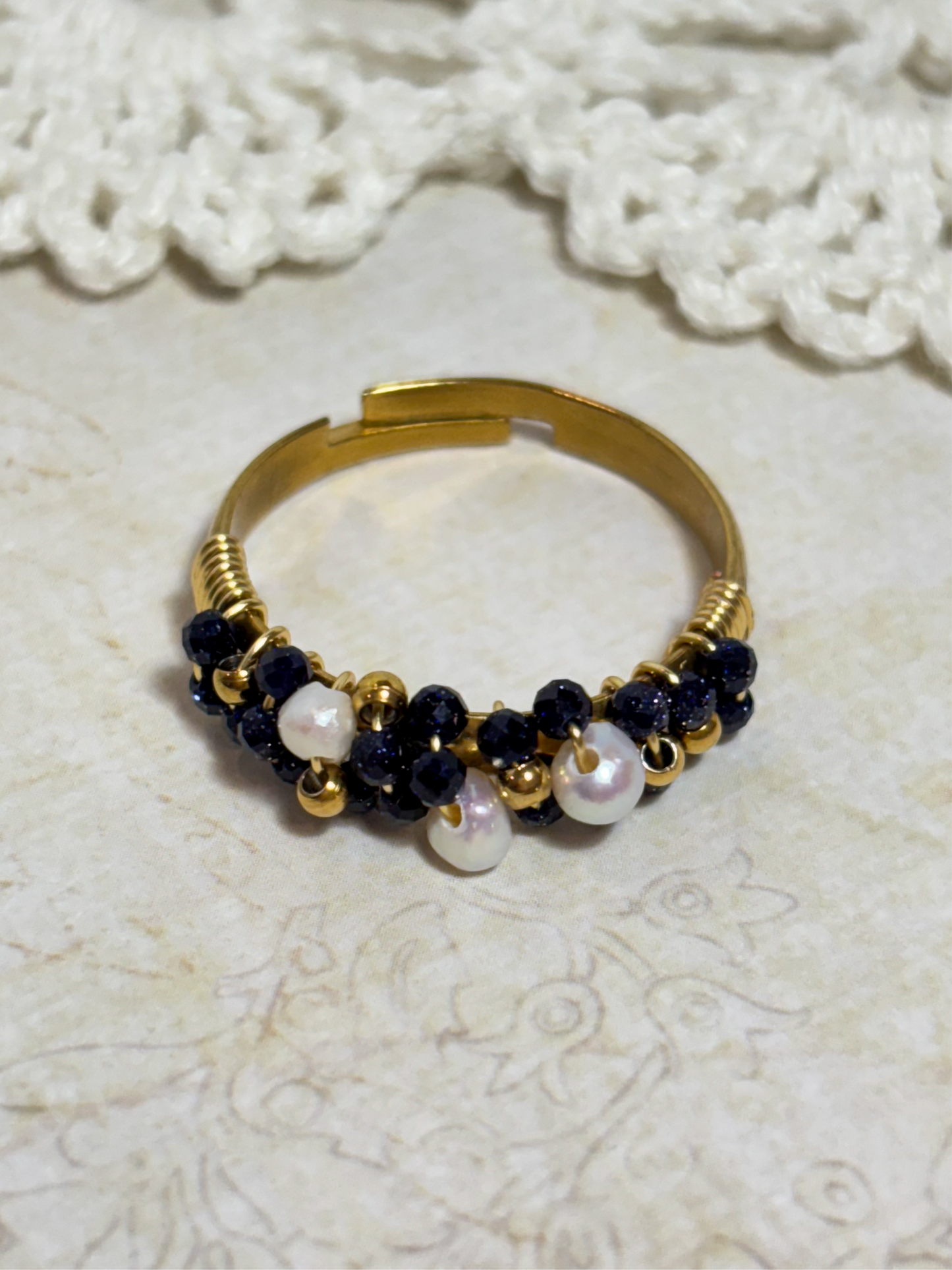 Dainty Stone & Pearl Ring