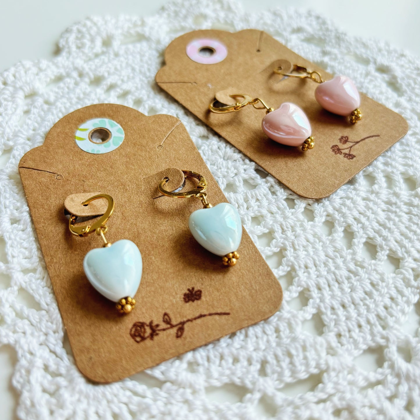 Ceramic heart earrings