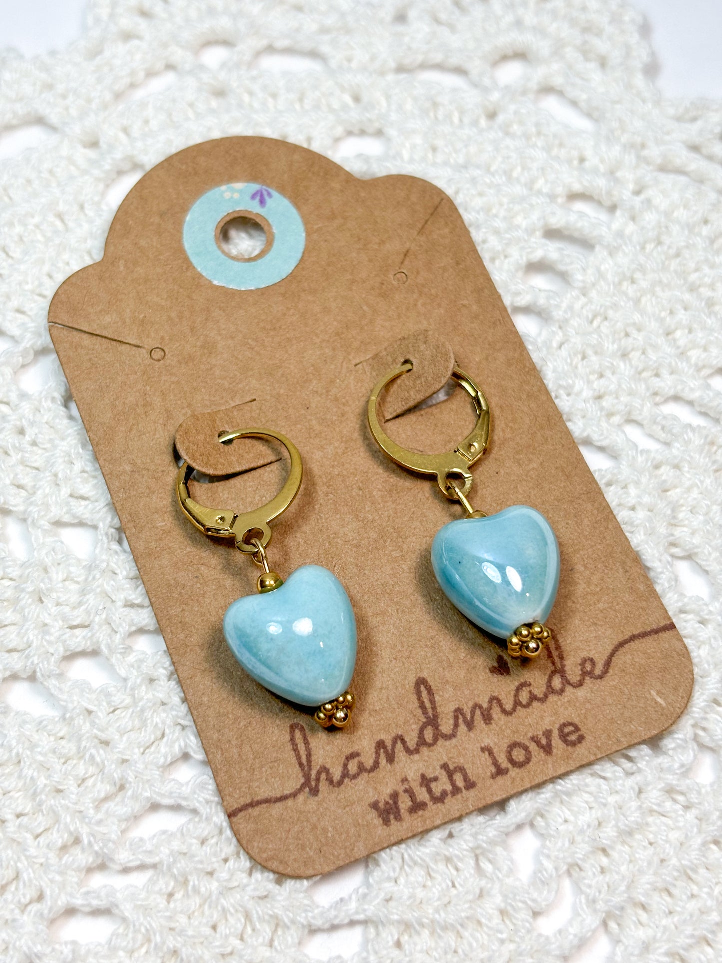 Ceramic heart earrings