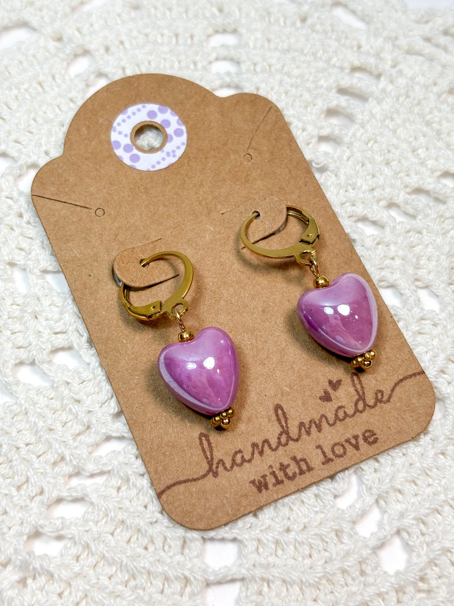Ceramic heart earrings