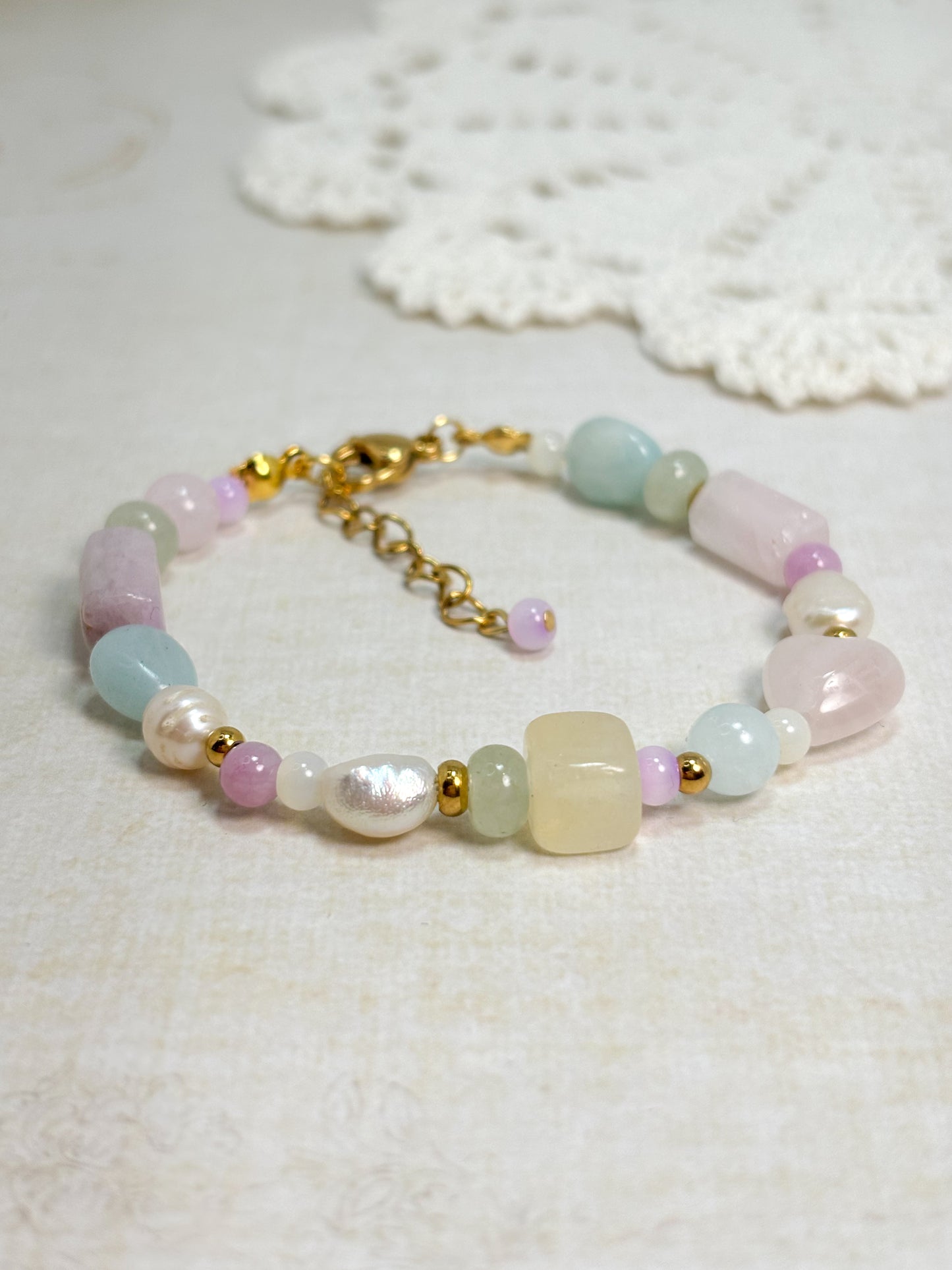 Pastel Dreams - Gemstone and Pearl Bracelet