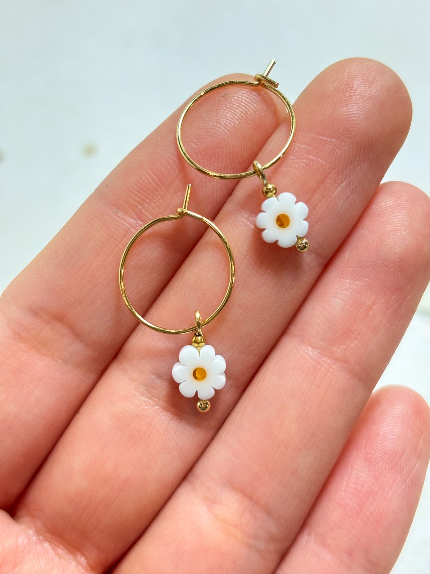 Dainty Daisy - Stainless Steel Hoops