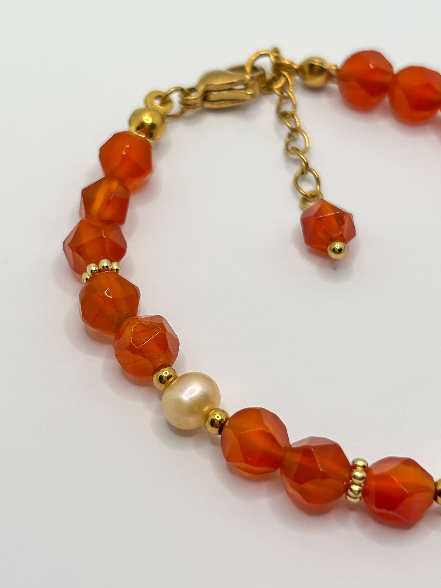 Faceted Stone and Pearl Bracelet