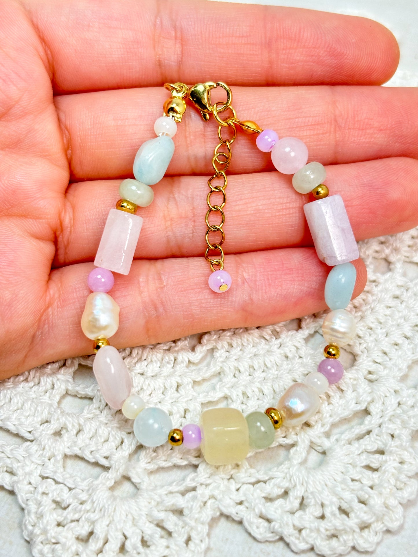 Pastel Dreams - Gemstone and Pearl Bracelet