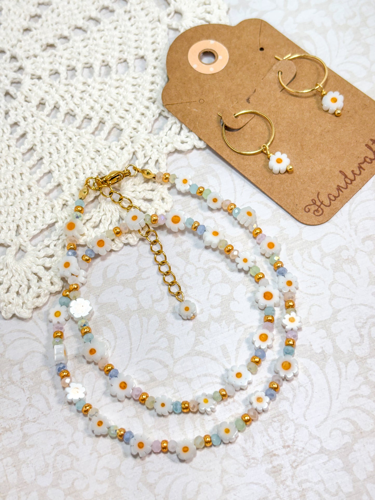 Daisy Chain Necklace + Earrings Set