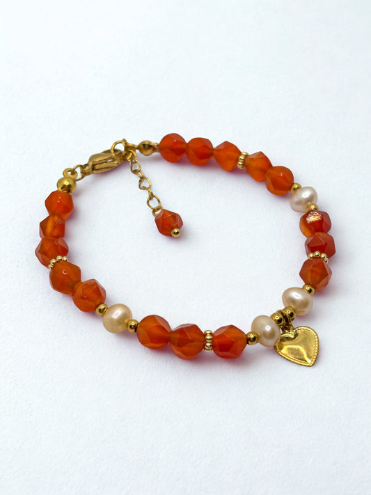 Faceted Stone and Pearl Bracelet