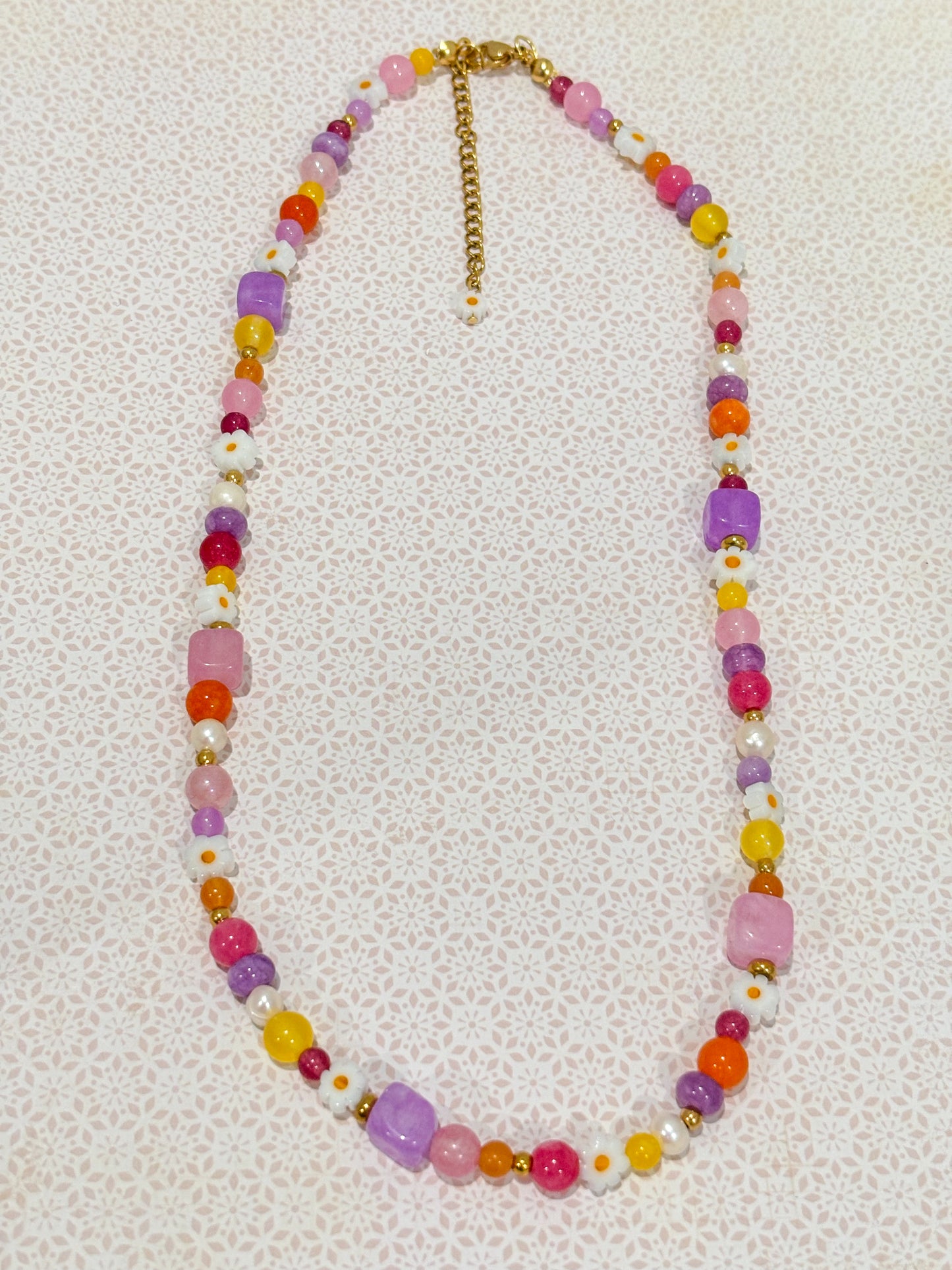 Girly Daisy - Gemstone and Pearl Necklace