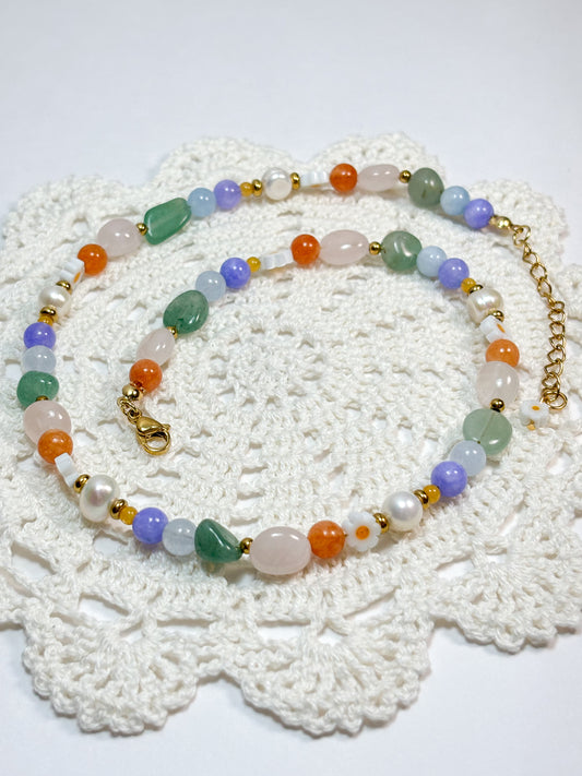 Rainbow Daisy - Gemstone necklace