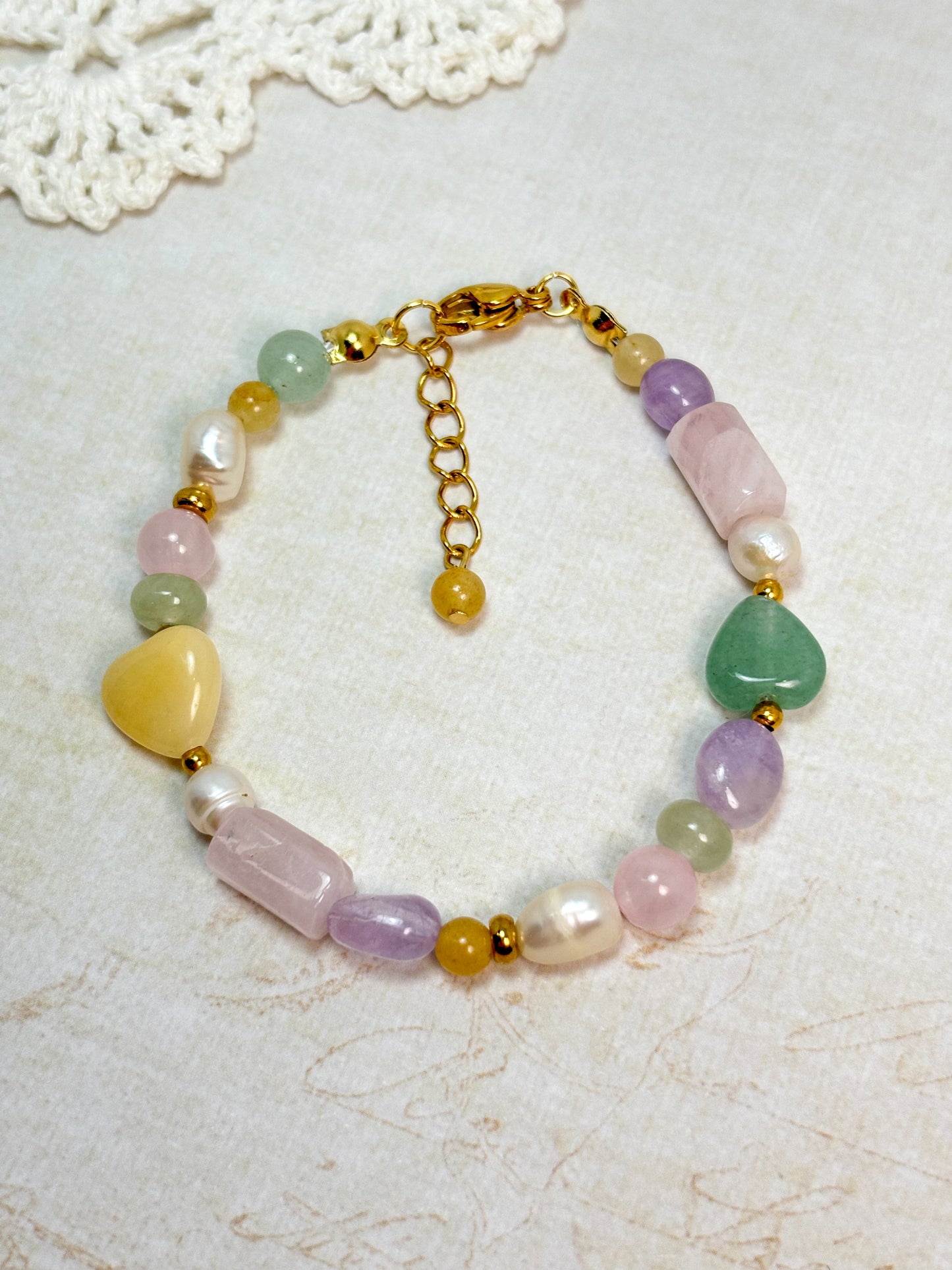 Pastel Halloween - Gemstone and Pearl Bracelet