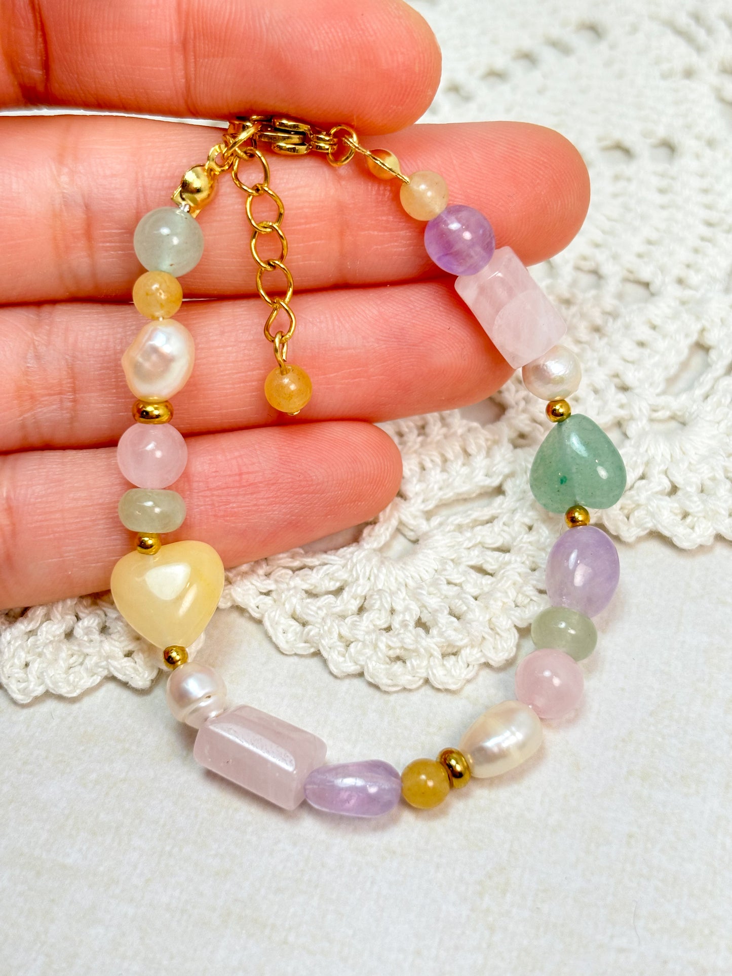 Pastel Halloween - Gemstone and Pearl Bracelet